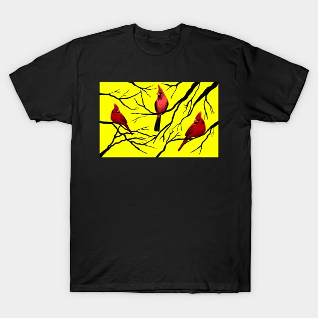 Red Cardinal Trio T-Shirt by Art by Eric William.s